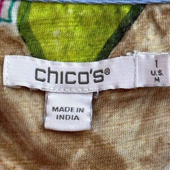 Chico's Colorful Tropical Print Knit top, Size Medium - Picture 2 of 9